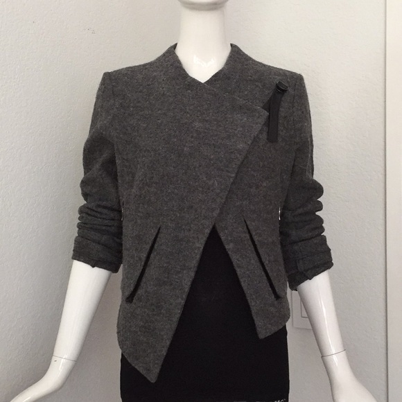 Katherine Barclay gray wool asymmetrical Jacket - Picture 2 of 7